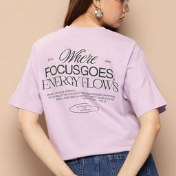 Difference of Opinion Women Typography Printed Oversized Pure Cotton T-shirt-image-93