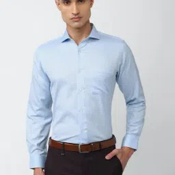 Van Heusen Blue Cotton Regular Fit Self Pattern Shirt-picture-24