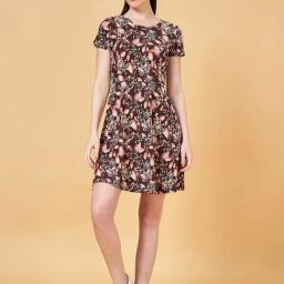 Honey by Pantaloons Brown Cotton Floral Print A-Line Dress-picture-28