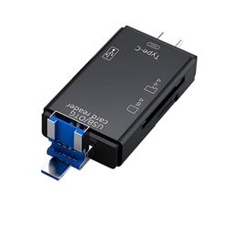 care case JTP SD/Micro SD Memory Card Reader, BorlterClamp 6 in 1 USB C SD/TF Card Reader MicroUSB OTG Card Reader Compatible with PC, Laptop, MacBook, Smartphone (Black)(JTP-144) image 1