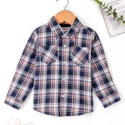 Babyhug Cotton Woven Full Sleeves Checked Shirt - Navy-image-45