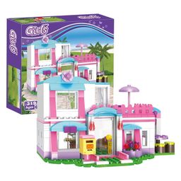 NEGOCIO Girls House Building Blocks Toys Pink Beach Villa Swing Sun Lounger Building Kit STEM Bricks Toys for Girls Dolls House Construction Play Set- 319 Pieces-11