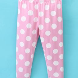 Doreme Cotton Single Jersey Full Length Legging Polka Dot Print - Pink-picture-16