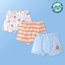 Babyoye 100% Cotton with Anti Bacterial Finish Lion Printed Boxers Pack of 3 - Multicolour-image-4
