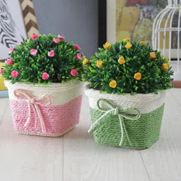 Foliyaj Combo of 2 Artificial Flower Plants with Pot for Home Decor Living Room-picture-19
