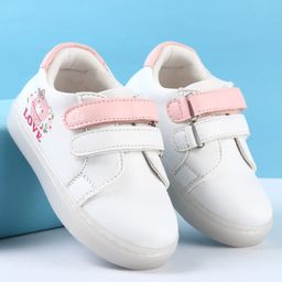 Babyoye Casual Shoes with Velcro Closer & Bear Print - White-image-82