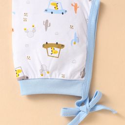 Child World Interlock Knit Cap With Knot Vehicle Print Light Blue - Diameter 10.5 cm-image-14