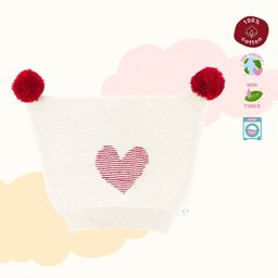 Greendeer 100% Cotton Heart Designed Pompom Embellished Hand Embroided Beanie Cap - White-image-49