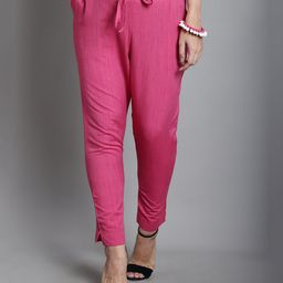 Moms Maternity Cotton Woven Solid Maternity Trousers - Pink-image-126