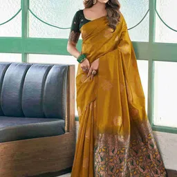Sitanjali Woven Design Zari Silk Blend Kanjeevaram Saree-picture-15
