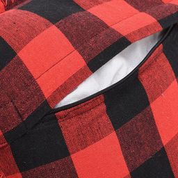 Lushomes Red & Black Set of 2 Checked Square Cushion Covers image 3