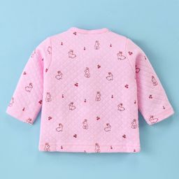 Tango Interlock Cotton Knit Full Sleeves Front Open Jhabla with Rabbit Print - Pink image 2