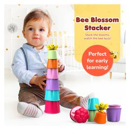 Giggles Bee Blossom Stacker Toy with 6 Flower Shaped Drums & a Bee - Multicolor image 4