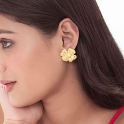 MINJI AND CO. Gold-Plated Textured Petals Floral Studs-image-58