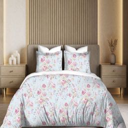 Myntra Elegant Homes Turquoise Blue Printed Cotton 300TC King Bedsheet Set 2.74 x 2.74 m-image-13