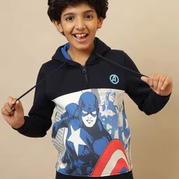 Kids Ville Boys Captain America Printed Regular Fit Hoodie-picture-11
