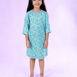 KiddoPanti Girl Floral Print T-shirt Dress-image-73