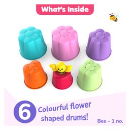 Giggles Bee Blossom Stacker Toy with 6 Flower Shaped Drums & a Bee - Multicolor image 5