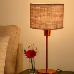 Devansh Beige & Copper Toned Steel Table Lamp With Shade-picture-46