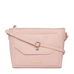Caprese Peach-Coloured Solid Sling Bag-6