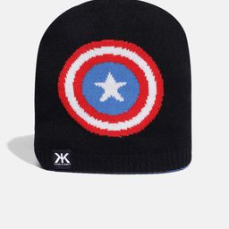 Kook N Keech Unisex Black & Blue Reversible Captain America Beanie-image-3