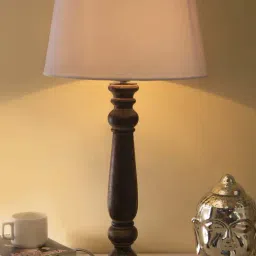 Homesake Antique Black Mabel Wood Table Lamp with White Drum Shade (Bulb Included) - Set of 1-48