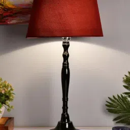 Homesake Black Imperial Aluminium Table Lamp With Red Drum Shade (Bulb Included) - Set of 1-image-78