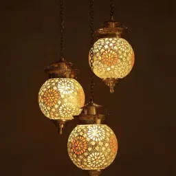Fos Lighting Golden Chandni Tilak Hanging Lights - Set of 3-image-70
