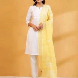 Fabindia Yellow Regular Fit Embroidered Dupatta-picture-1