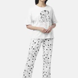 Dreamz by Pantaloons Grey Cotton Graphic Print T-Shirt Pyjama Set-image-113