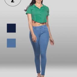 Lyra Blue & Navy Cotton Jeggings - Pack Of 2-picture-43