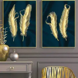 Art Street Furn Leaf Printed Blue Engineered Wood Wall Art (Set of 2)-picture-44