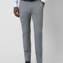 Peter England Light Grey Slim Fit Texture Trousers-image-55