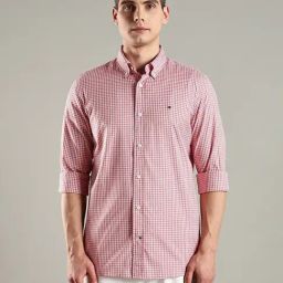 TOMMY HILFIGER Pink Cotton Regular Fit Checked Shirt-image-59