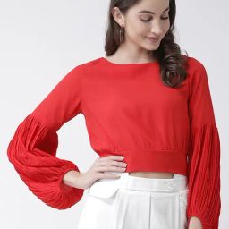 KASSUALLY Red Relaxed Fit Crop Top-image-77
