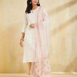 Fabindia Off White Regular Fit Printed Dupatta-18
