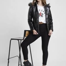 Spykar Black Regular Fit Puffer Jacket image 4