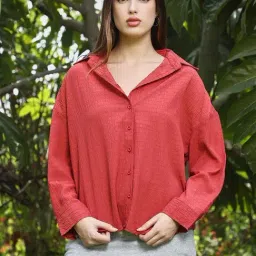 Campus Sutra Red Regular Fit Textured Shirt-picture-40
