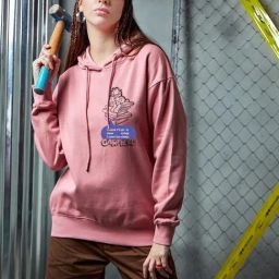 Bewakoof Pink Graphic Oversized Hoodie-image-68