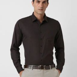 Van Heusen Brown Cotton Slim Fit Printed Shirt-picture-1