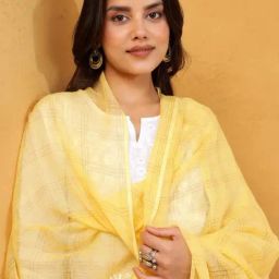 Fabindia Yellow Regular Fit Embroidered Dupatta image 5