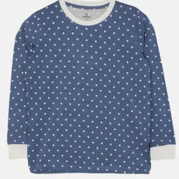 Kiddopanti Girls Navy Printed Full Sleeves T-Shirt-picture-15