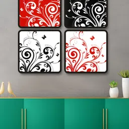 Myntra Elegant Homes Red & Black 4 Piece Wood Floral and Botanical Wall Art-image-58
