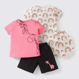 Nite Flite Girl Pack Of 2Printed Top & Shorts Pure Cotton Clothing Set-image-38