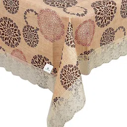Kuber Industries Cream-Coloured & Pink Printed 4-Seater Rectangular Table Cover image 5