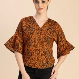 Moomaya Orange Cotton Printed Top-image-83