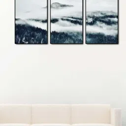 999store Black & Grey Printed Clouds Paintings - Set of 3-image-45