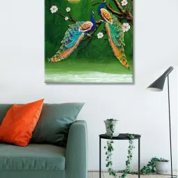 999store Green & Brown Peacock Background Wall Paintings-21