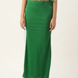 Ms.Lingies Green Plain Saree Shapewear-83