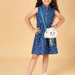 YU by Pantaloons Kids Blue Cotton Printed Dress-picture-12